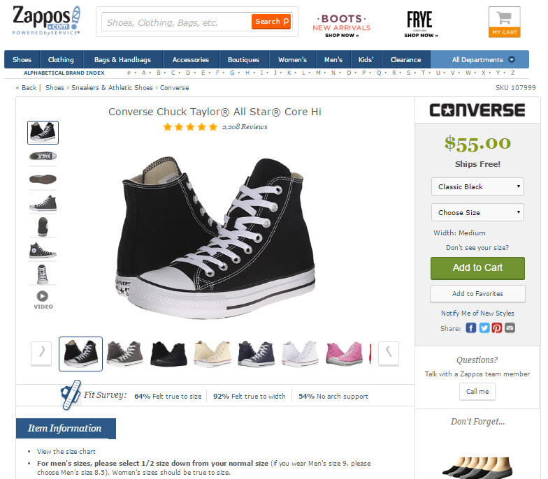 converse shoe size guide