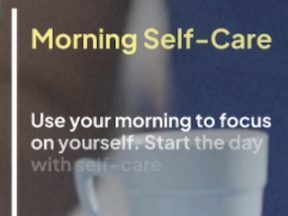 Screenshot from Vidiofy of a text-to-video clip reading "Morning Self-Care."