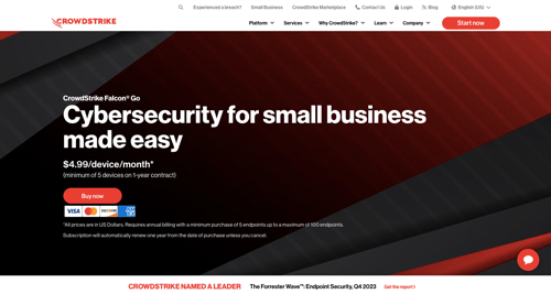 Web page for CrowdStrike Falcon Go