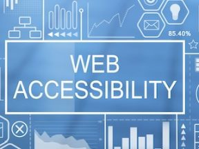 The words "Web Accessibility" on top of an illustration of graphs and analytics