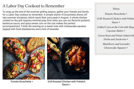 Screenshot of a recipe titled "A Labor Day Cookout to Remember."