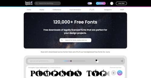 Home page of FontSpace