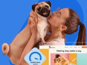 Image from Bluehost of a female holding a dog